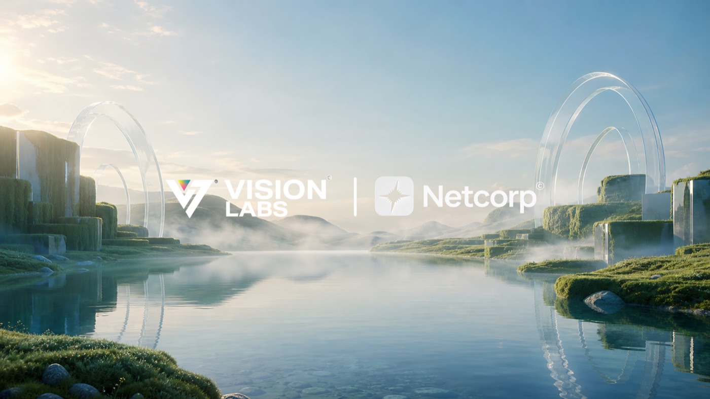 Netcorp and Vision Labs blue collaboration banner