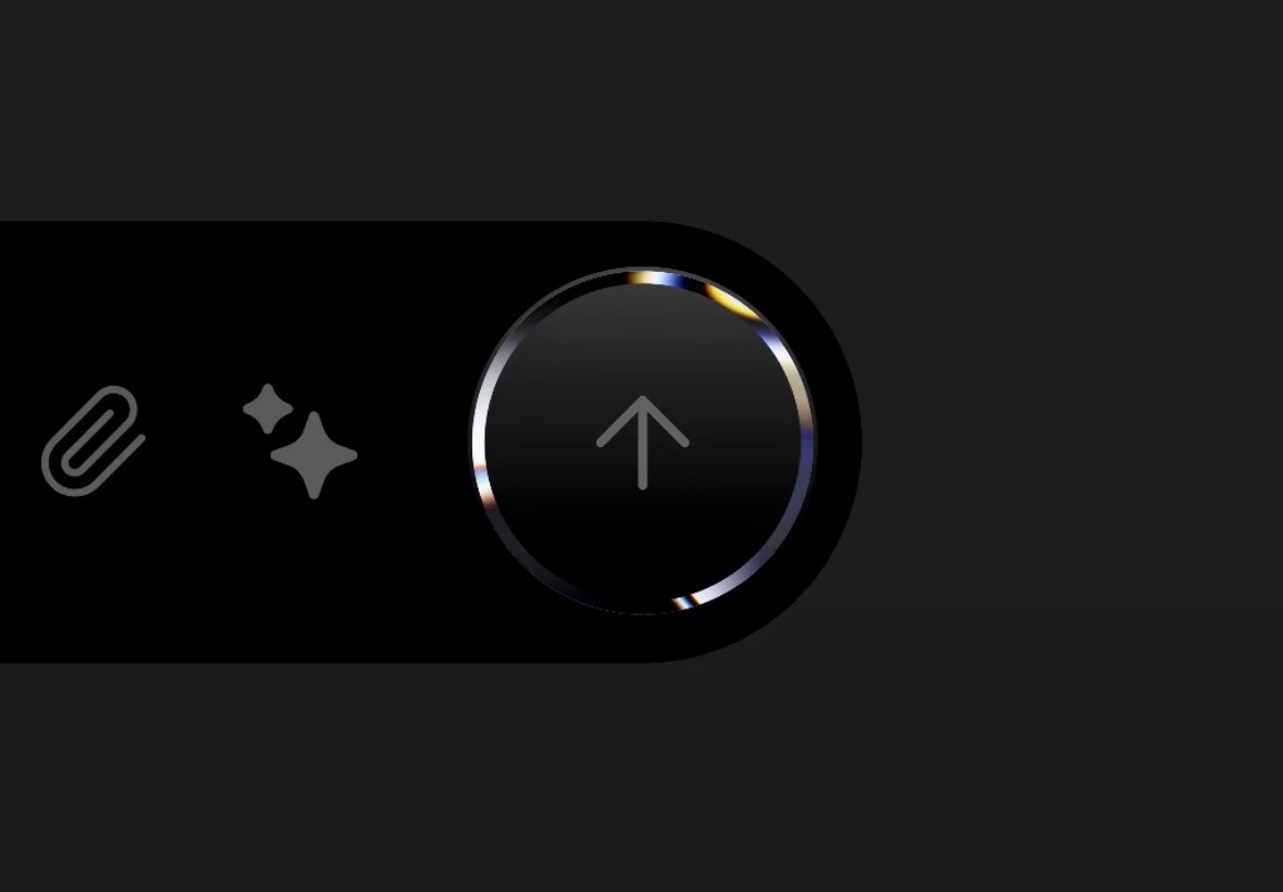Glazen actieknop voor een AI-assistent-interface