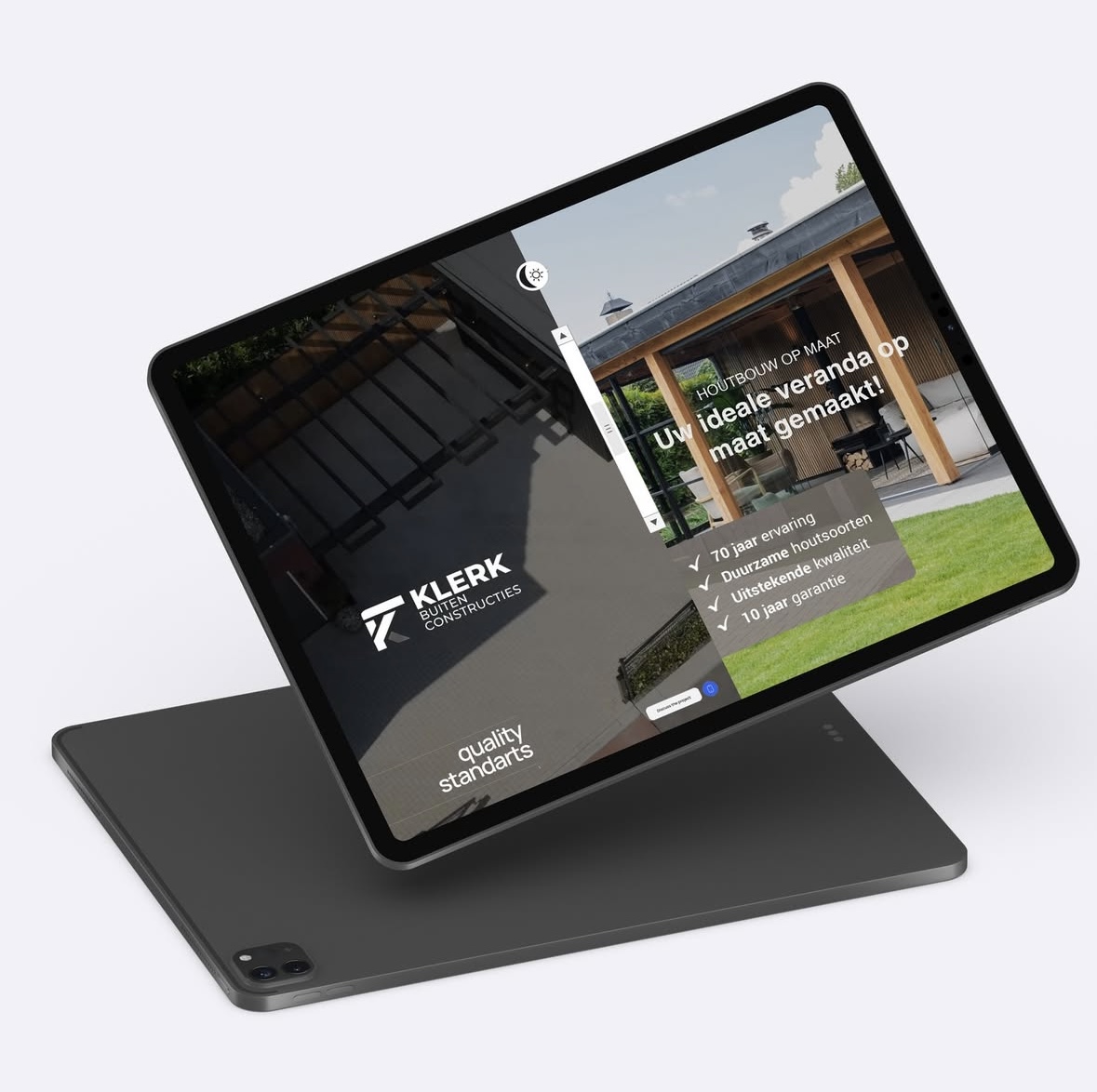 Websiteontwerp voor Klerk Buiten Constructies op tablet