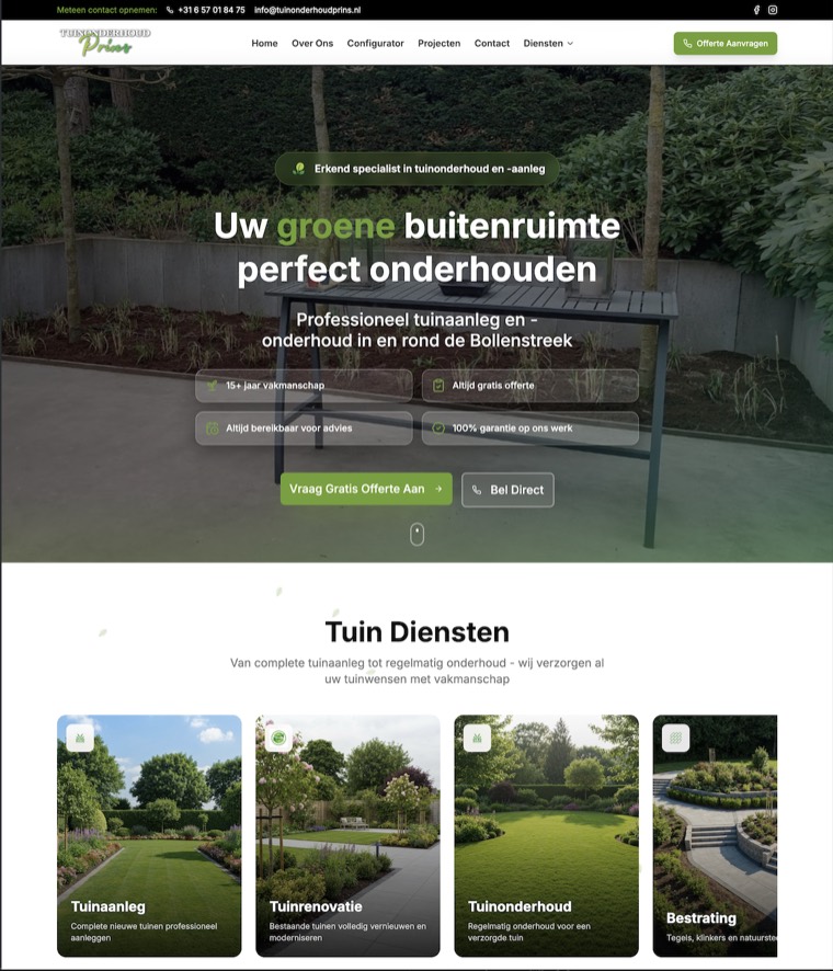 Tuinonderhoud website conversion example